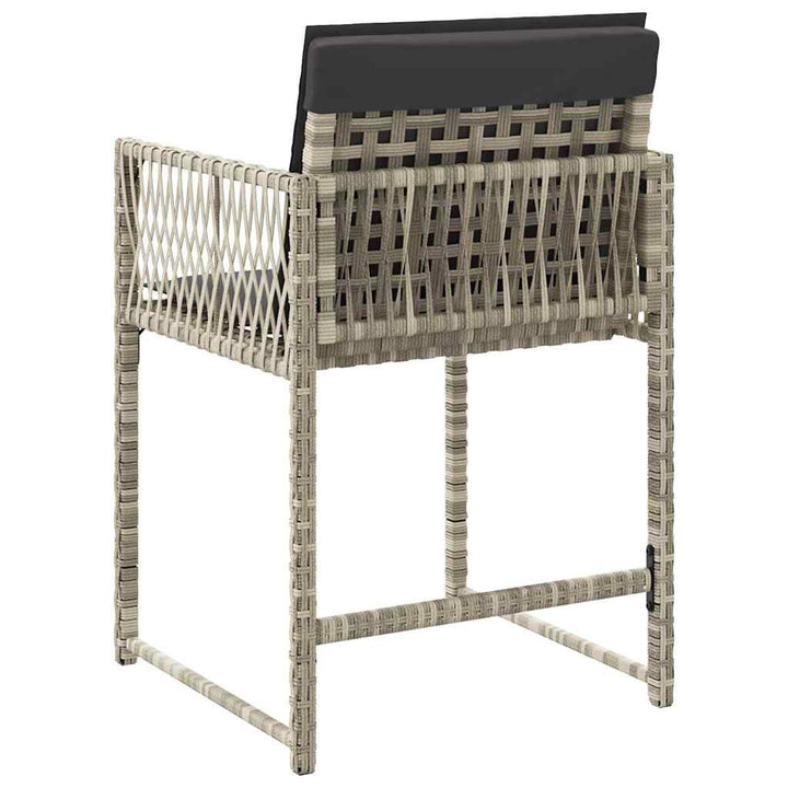 havestole 4 stk. med hynder polyrattan lysegrå