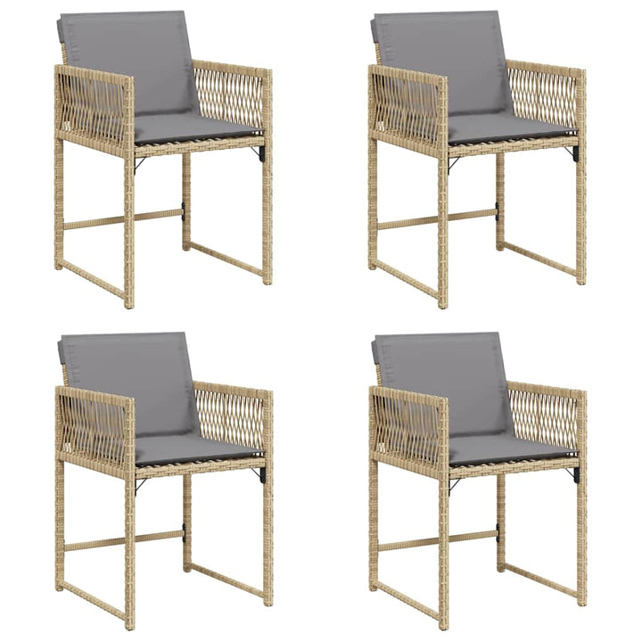 havestole 4 stk. med hynder polyrattan blandet beige
