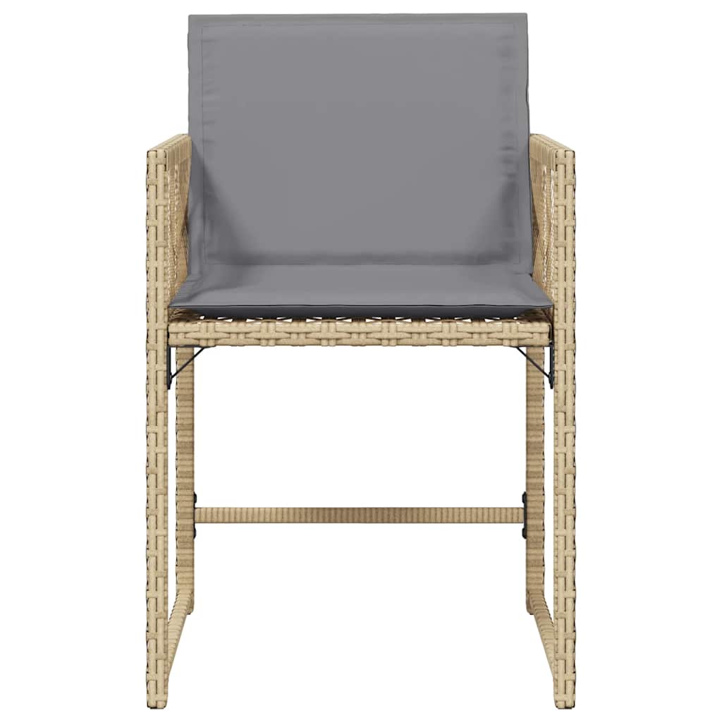 havestole 4 stk. med hynder polyrattan blandet beige