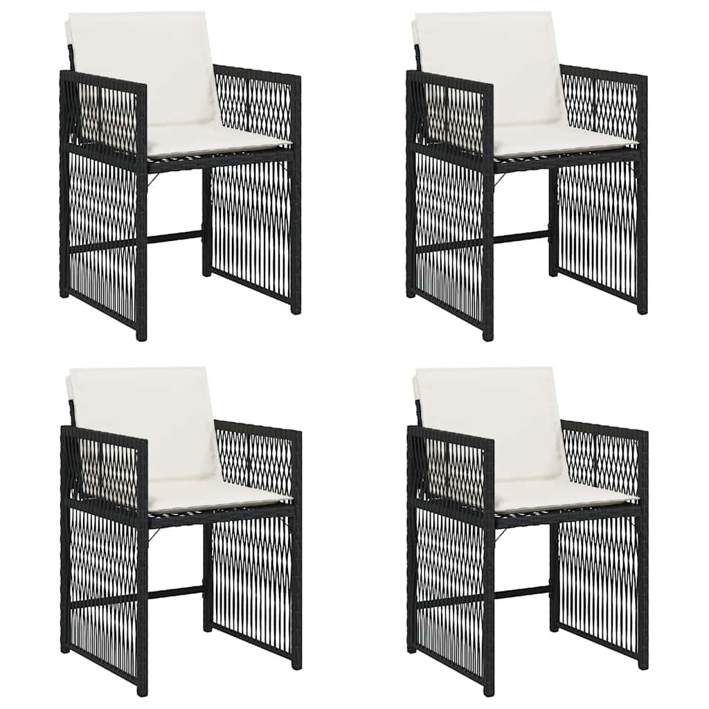 havestole med hynder 4 stk. polyrattan sort