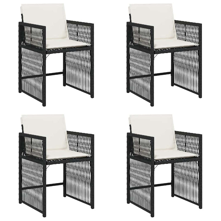 havestole med hynder 4 stk. polyrattan sort