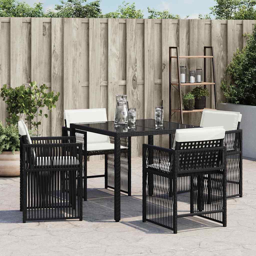 havestole med hynder 4 stk. polyrattan sort
