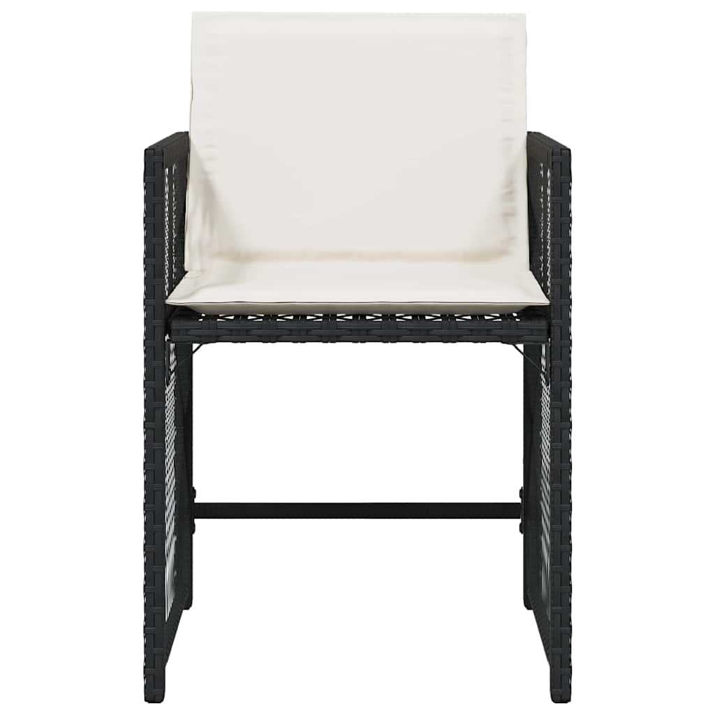 havestole med hynder 4 stk. polyrattan sort
