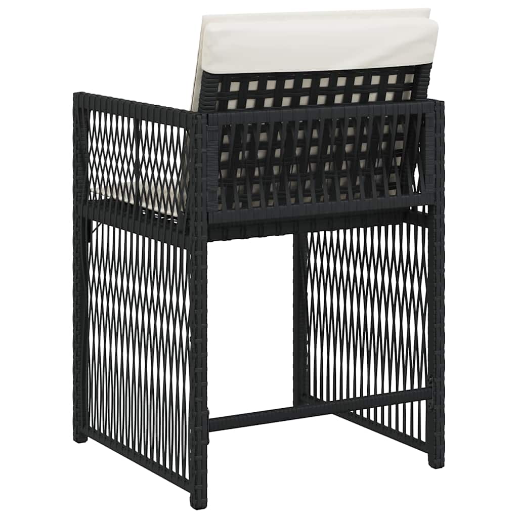 havestole med hynder 4 stk. polyrattan sort