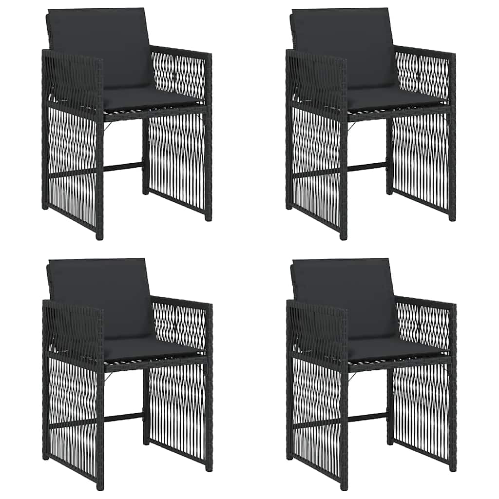 havestole med hynder 4 stk. polyrattan sort