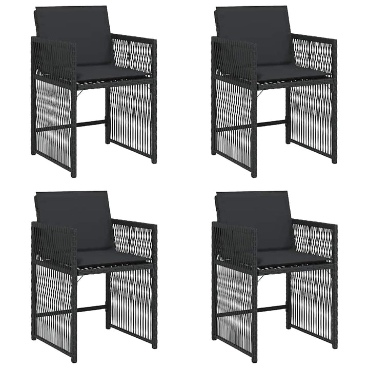 havestole med hynder 4 stk. polyrattan sort