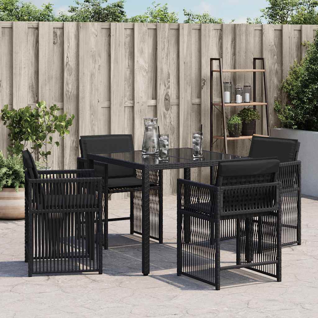 havestole med hynder 4 stk. polyrattan sort