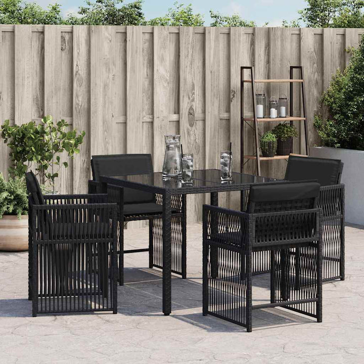 havestole med hynder 4 stk. polyrattan sort