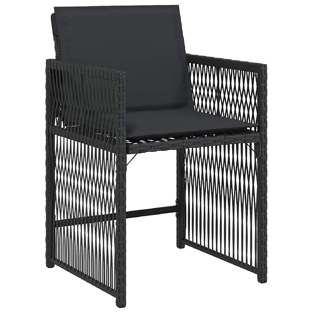 havestole med hynder 4 stk. polyrattan sort