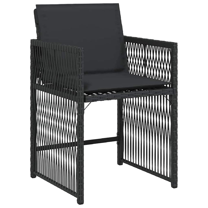 havestole med hynder 4 stk. polyrattan sort