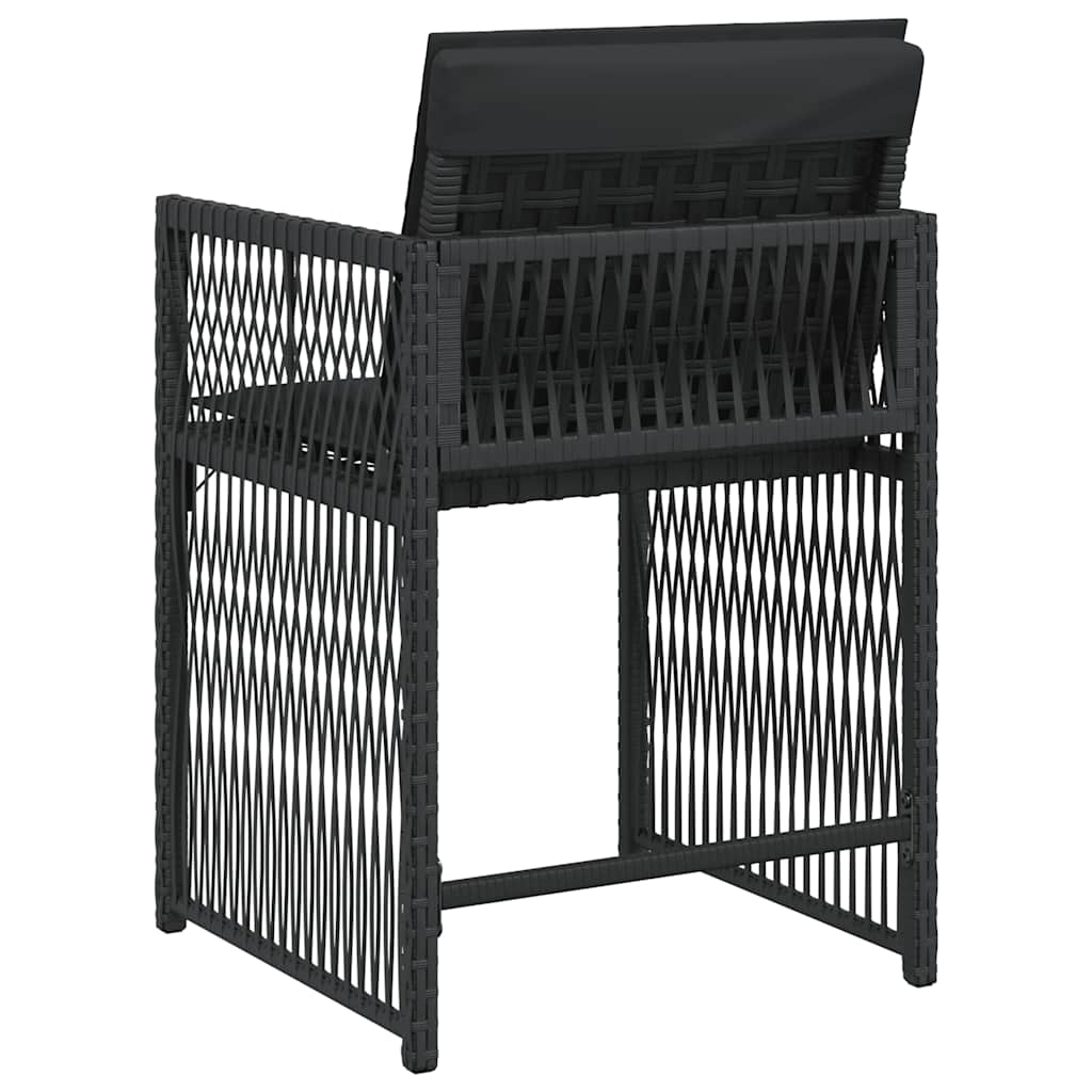 havestole med hynder 4 stk. polyrattan sort