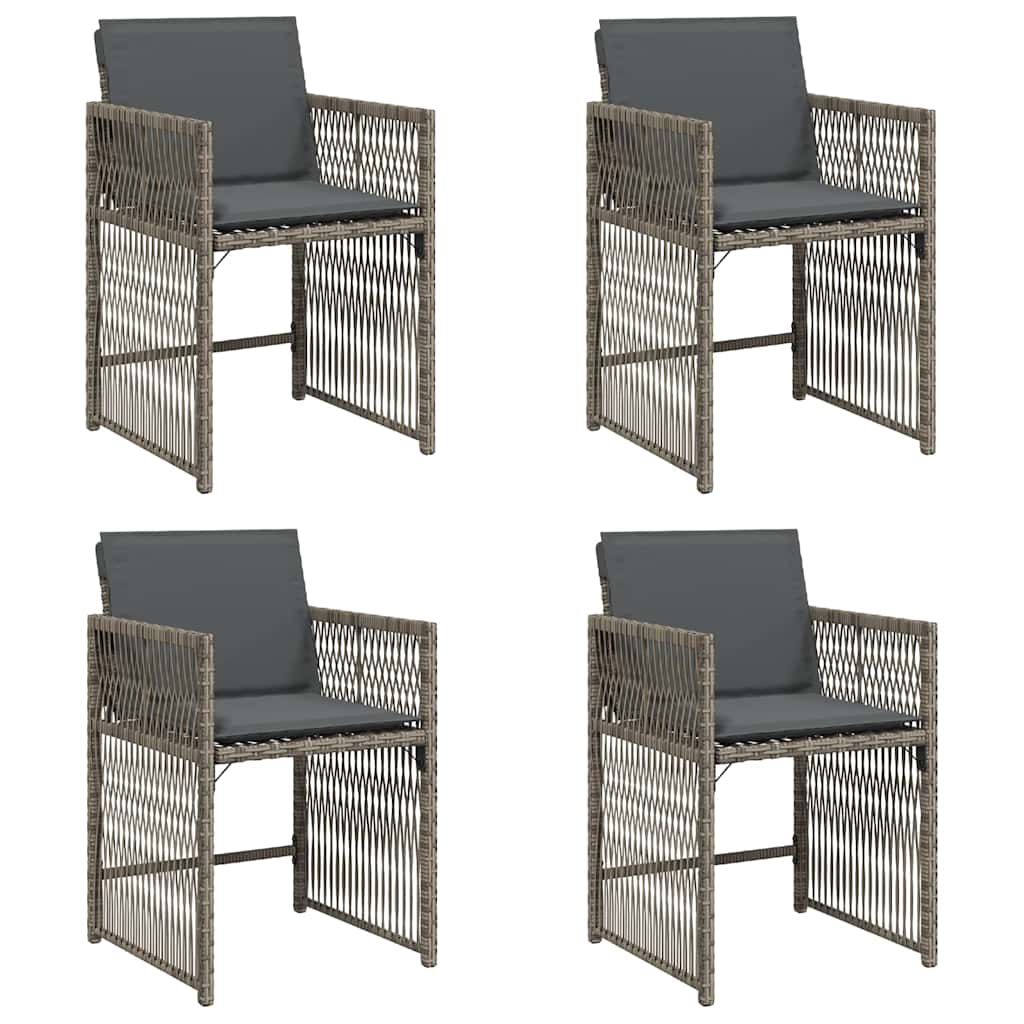 havestole med hynder 4 stk. polyrattan grå