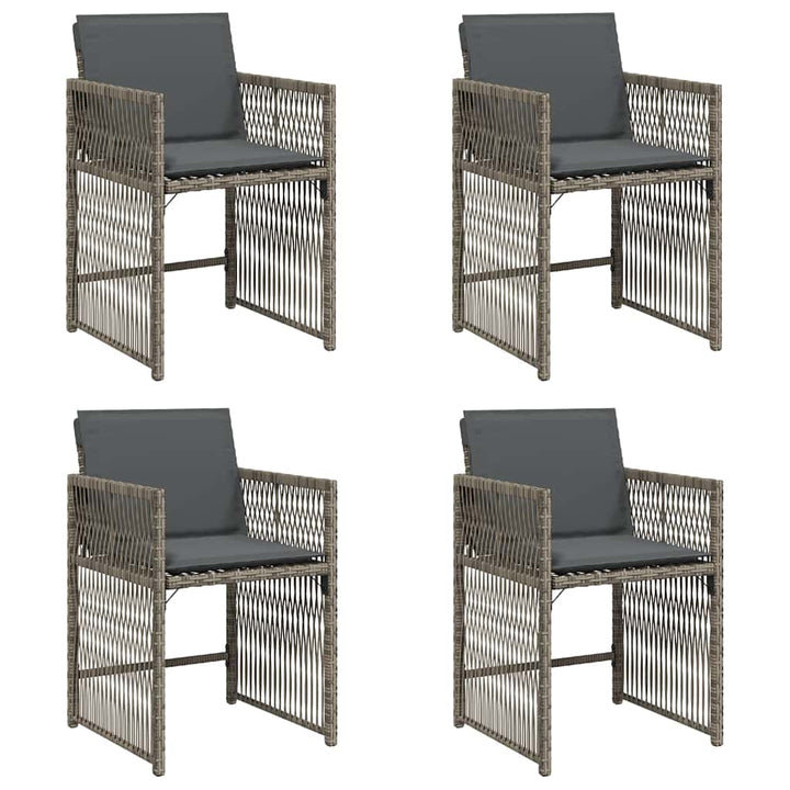 havestole med hynder 4 stk. polyrattan grå