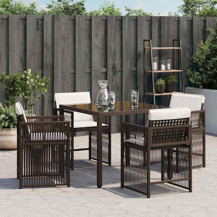 havestole 4 stk. med hynder polyrattan brun