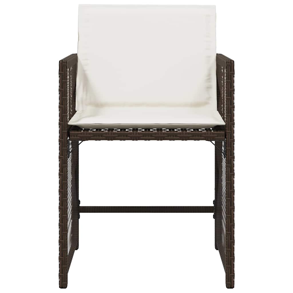 havestole 4 stk. med hynder polyrattan brun
