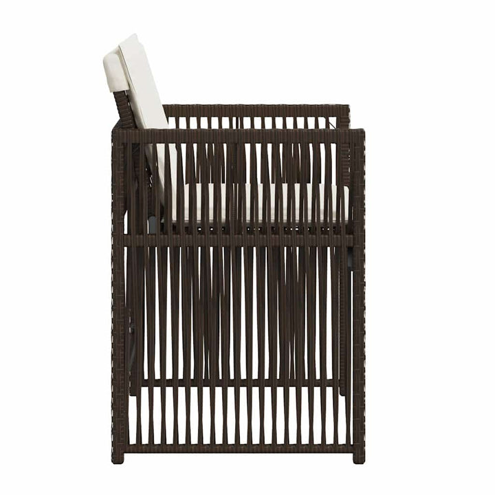havestole 4 stk. med hynder polyrattan brun