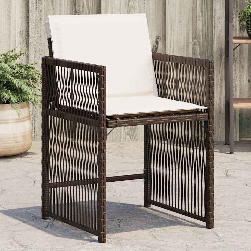 havestole 4 stk. med hynder polyrattan brun