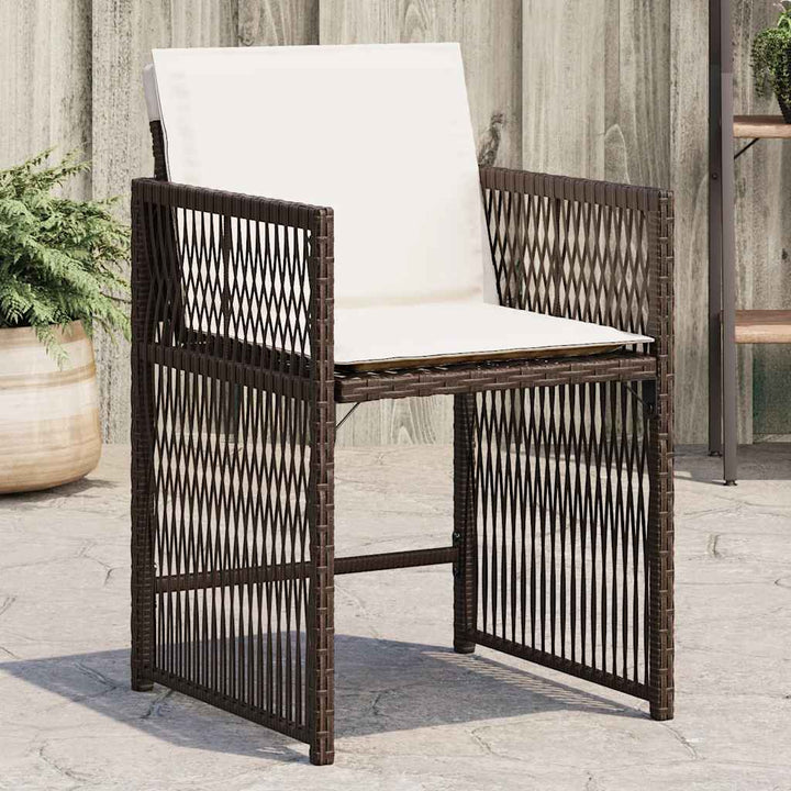 havestole 4 stk. med hynder polyrattan brun