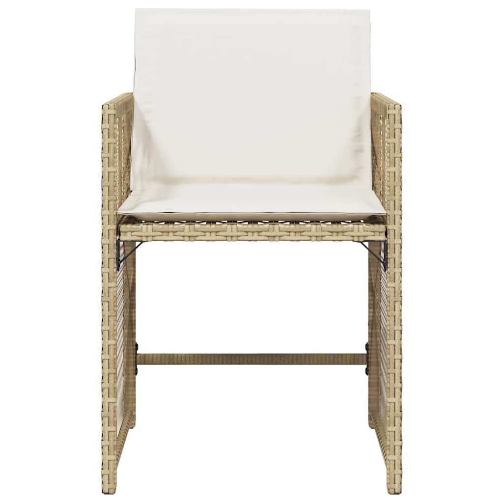 havestole 4 stk. med hynder polyrattan beige