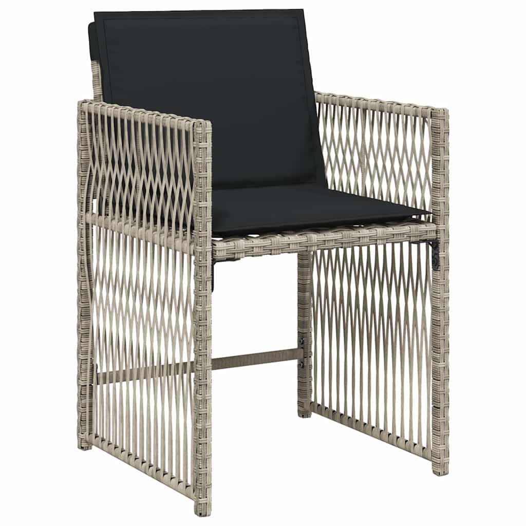 havestole 4 stk. med hynder polyrattan lysegrå