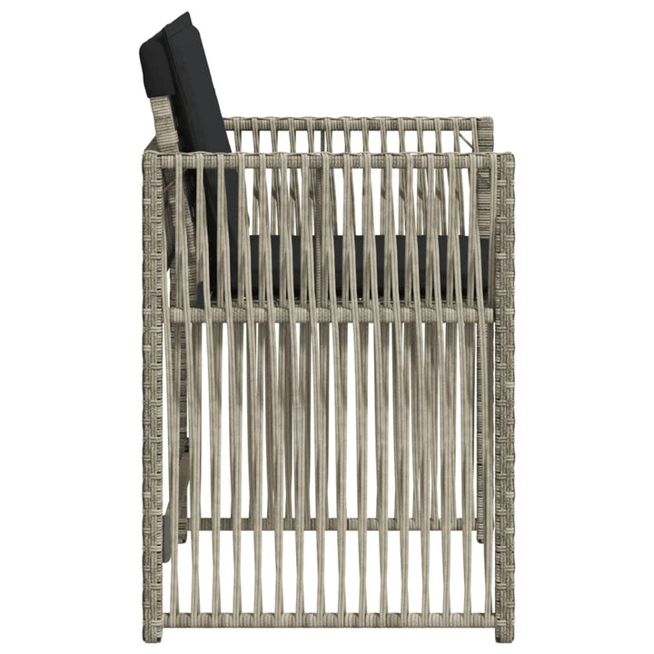 havestole 4 stk. med hynder polyrattan lysegrå