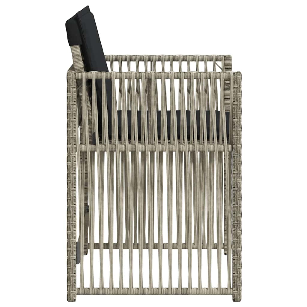 havestole 4 stk. med hynder polyrattan lysegrå