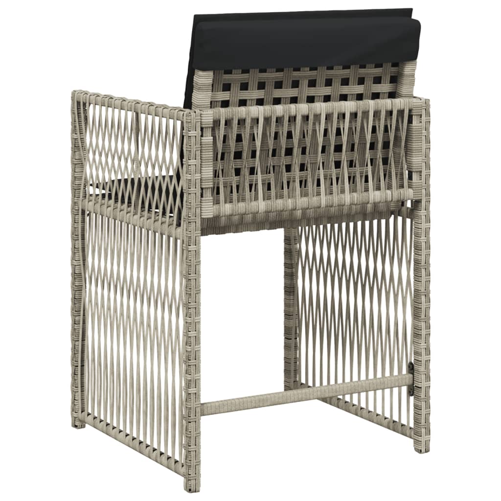havestole 4 stk. med hynder polyrattan lysegrå