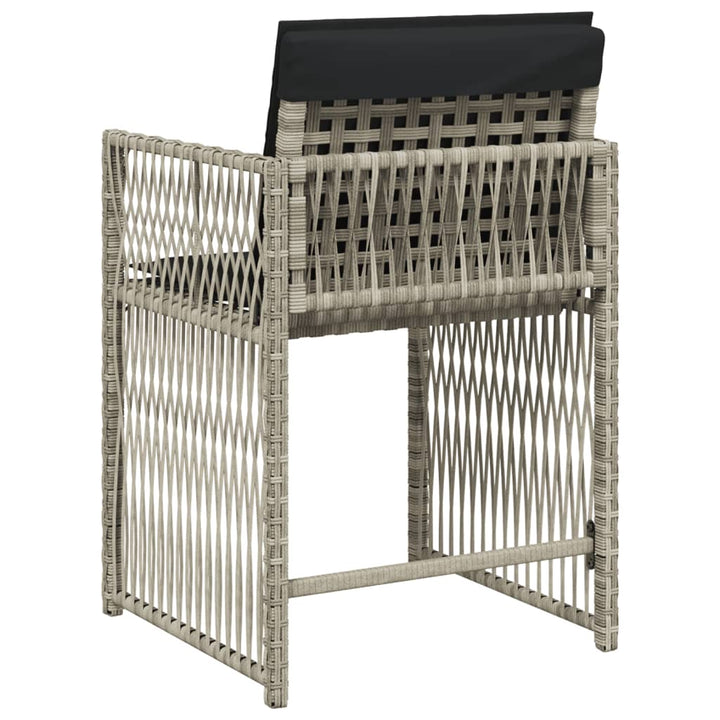 havestole 4 stk. med hynder polyrattan lysegrå