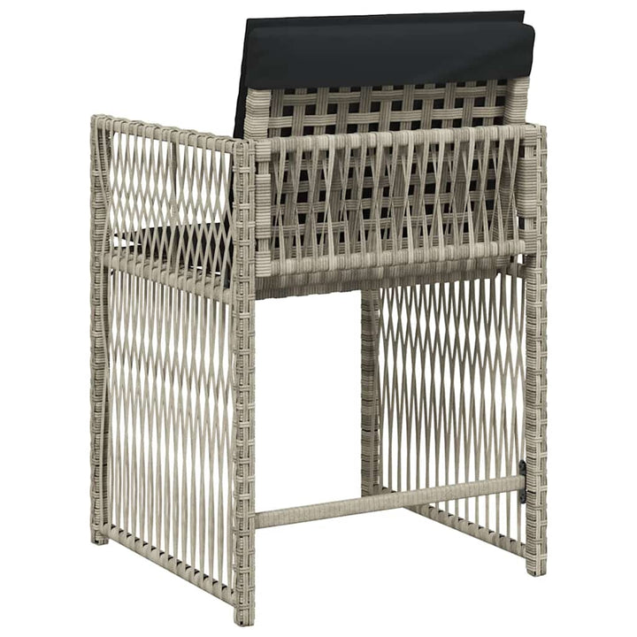 havestole 4 stk. med hynder polyrattan lysegrå
