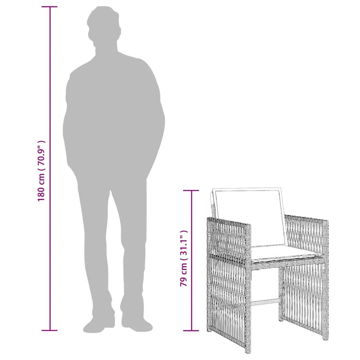 havestole 4 stk. med hynder polyrattan lysegrå