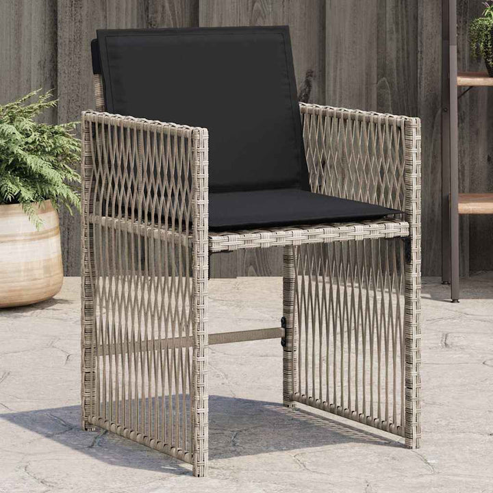 havestole 4 stk. med hynder polyrattan lysegrå