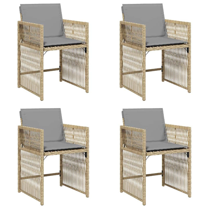 havestole 4 stk. med hynder polyrattan blandet beige