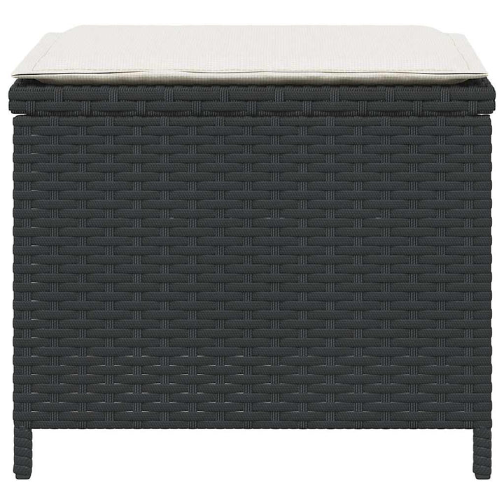 haveskammel med hynder 4 stk. 41x41x36 cm polyrattan sort
