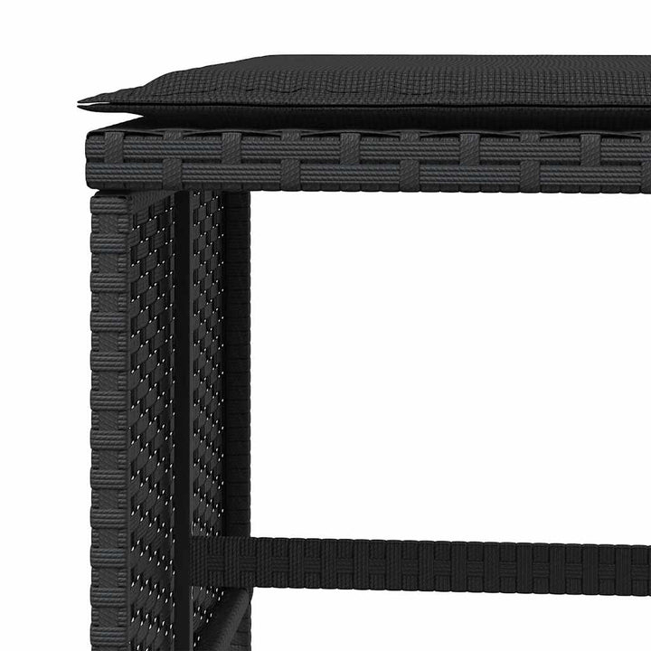 haveskammel med hynder 4 stk. 41x41x36 cm polyrattan sort