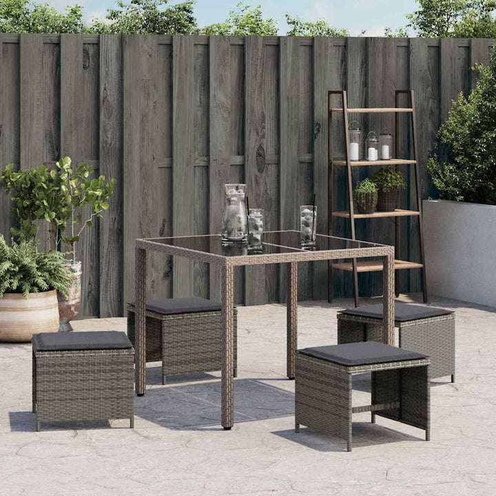 haveskamler 4 stk. med hynder 41x41x36 cm polyrattan grå