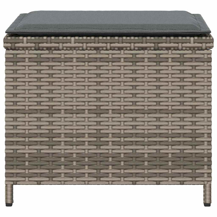 haveskamler 4 stk. med hynder 41x41x36 cm polyrattan grå