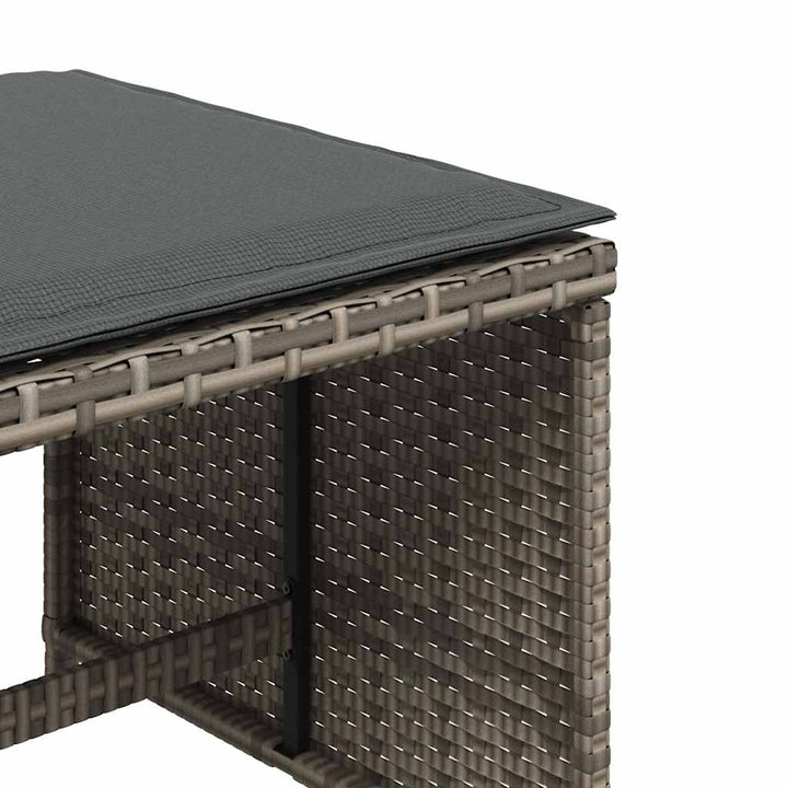 haveskamler 4 stk. med hynder 41x41x36 cm polyrattan grå