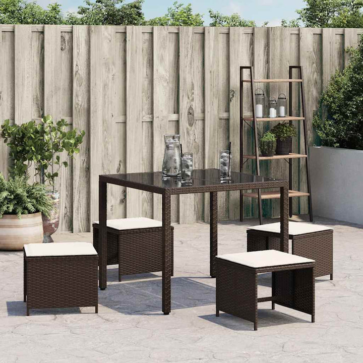 haveskamler 4 stk. med hynder 41x41x36 cm polyrattan brun