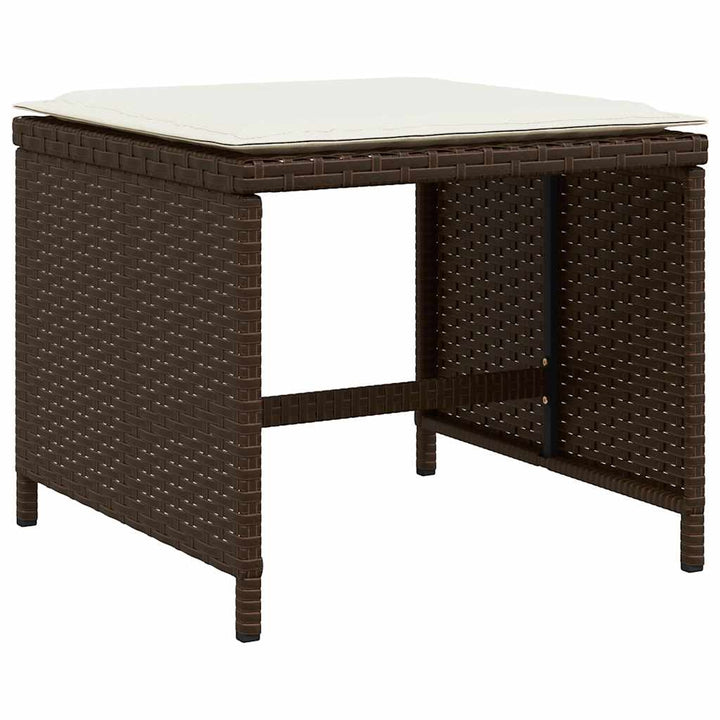 haveskamler 4 stk. med hynder 41x41x36 cm polyrattan brun