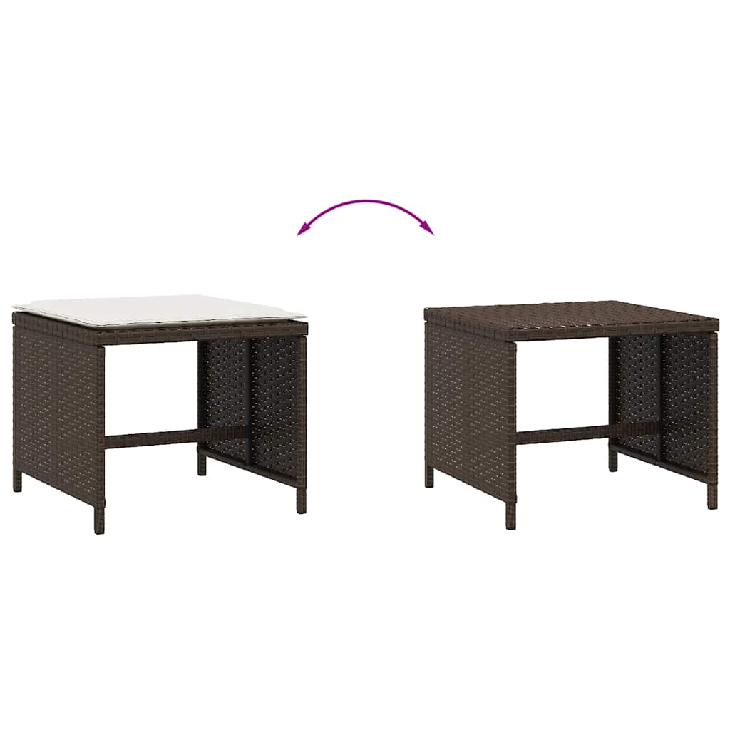 haveskamler 4 stk. med hynder 41x41x36 cm polyrattan brun