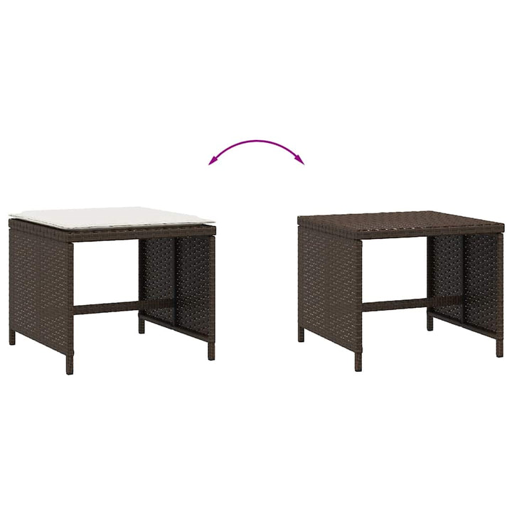 haveskamler 4 stk. med hynder 41x41x36 cm polyrattan brun