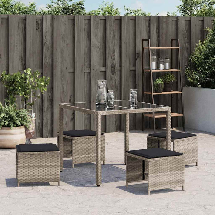 haveskamler 4 stk. med hynder 41x41x36 cm polyrattan lysegrå