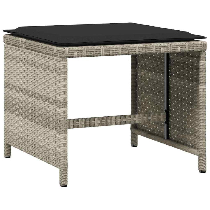 haveskamler 4 stk. med hynder 41x41x36 cm polyrattan lysegrå