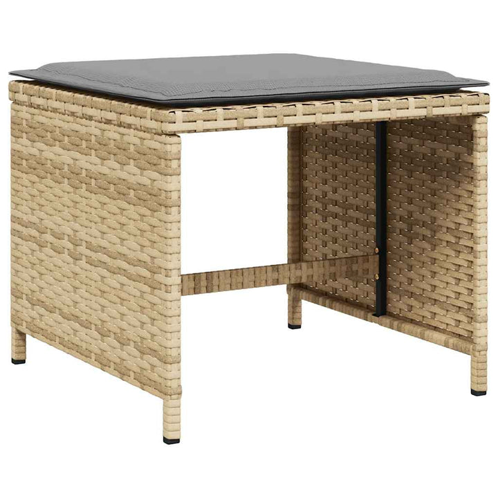 haveskamler 4 stk. med hynder 41x41x36 cm polyrattan beige