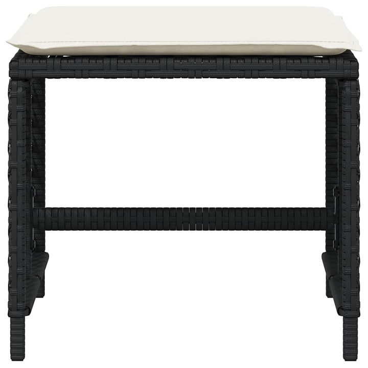 haveskammel med hynder 4 stk. 41x41x36 cm polyrattan sort