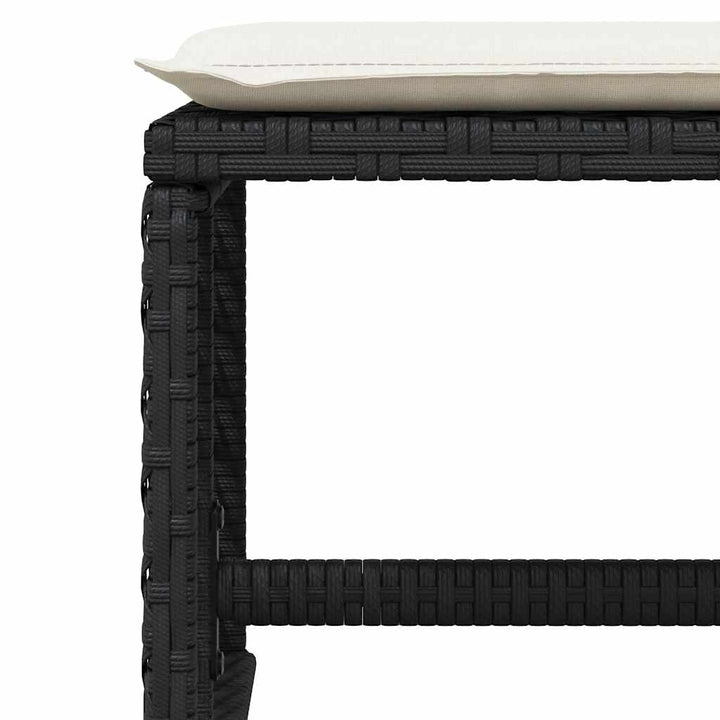 haveskammel med hynder 4 stk. 41x41x36 cm polyrattan sort