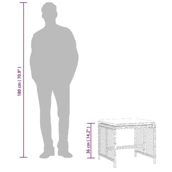 haveskammel med hynder 4 stk. 41x41x36 cm polyrattan sort