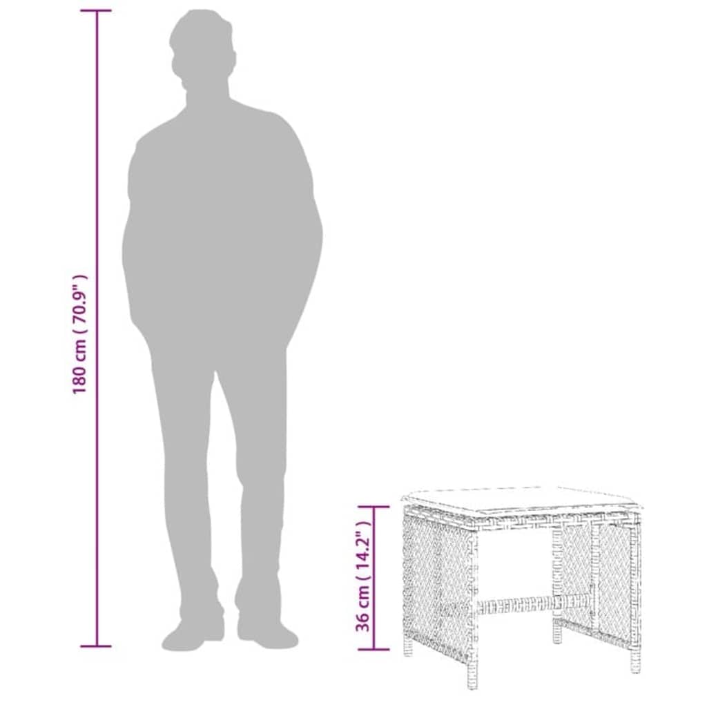 haveskammel med hynder 4 stk. 41x41x36 cm polyrattan sort