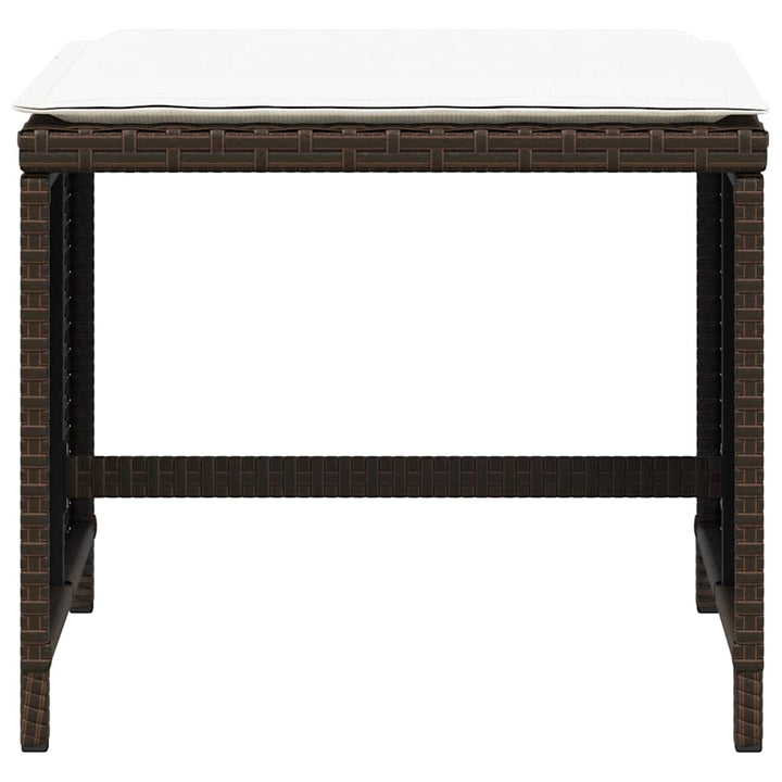 haveskamler 4 stk. med hynder 41x41x36 cm polyrattan brun