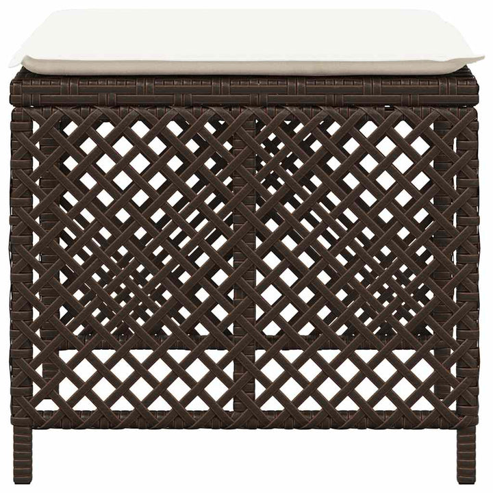 haveskamler 4 stk. med hynder 41x41x36 cm polyrattan brun